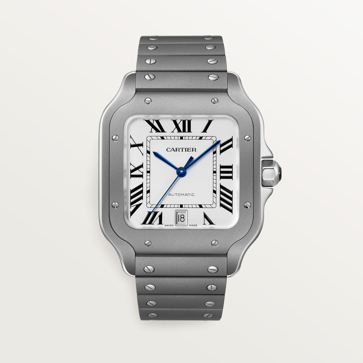 Cartier Santos de Cartier WSSA0089 - Large model Titanium, Silvered opaline Dial, Titanium bracelet