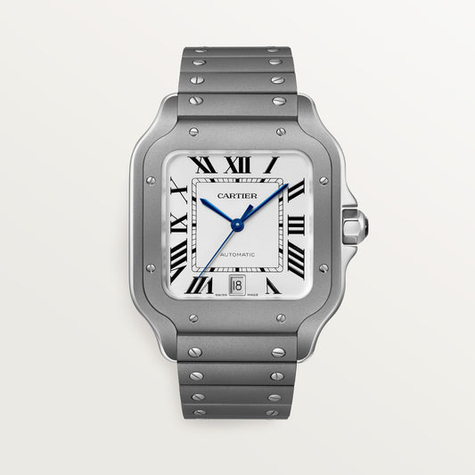 Cartier Santos de Cartier WSSA0089 - Large model Titanium, Silvered opaline Dial, Titanium bracelet