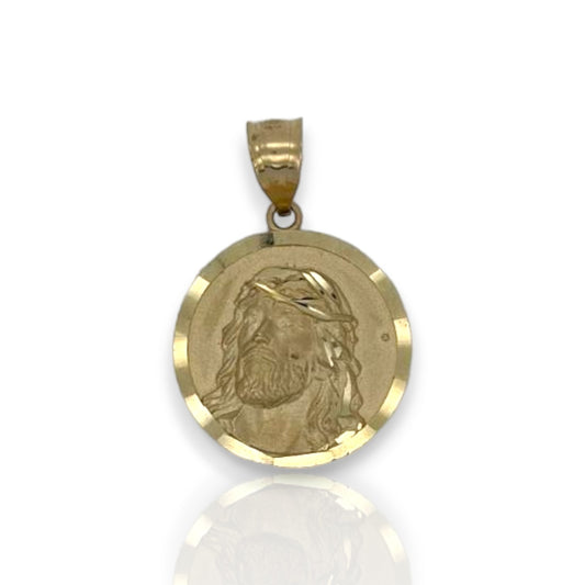 Jesus Medallion Pendant - 14k Yellow Gold