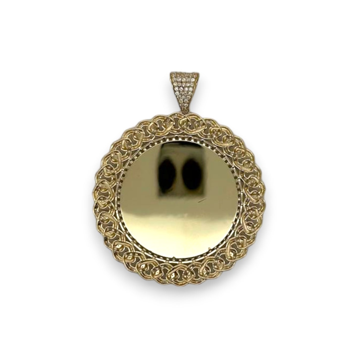 Circle Custom Picture Pendant - 10K Yellow Gold