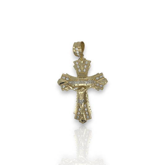 Cross Crucifix Last Supper Pendant  - 10k Yellow Gold