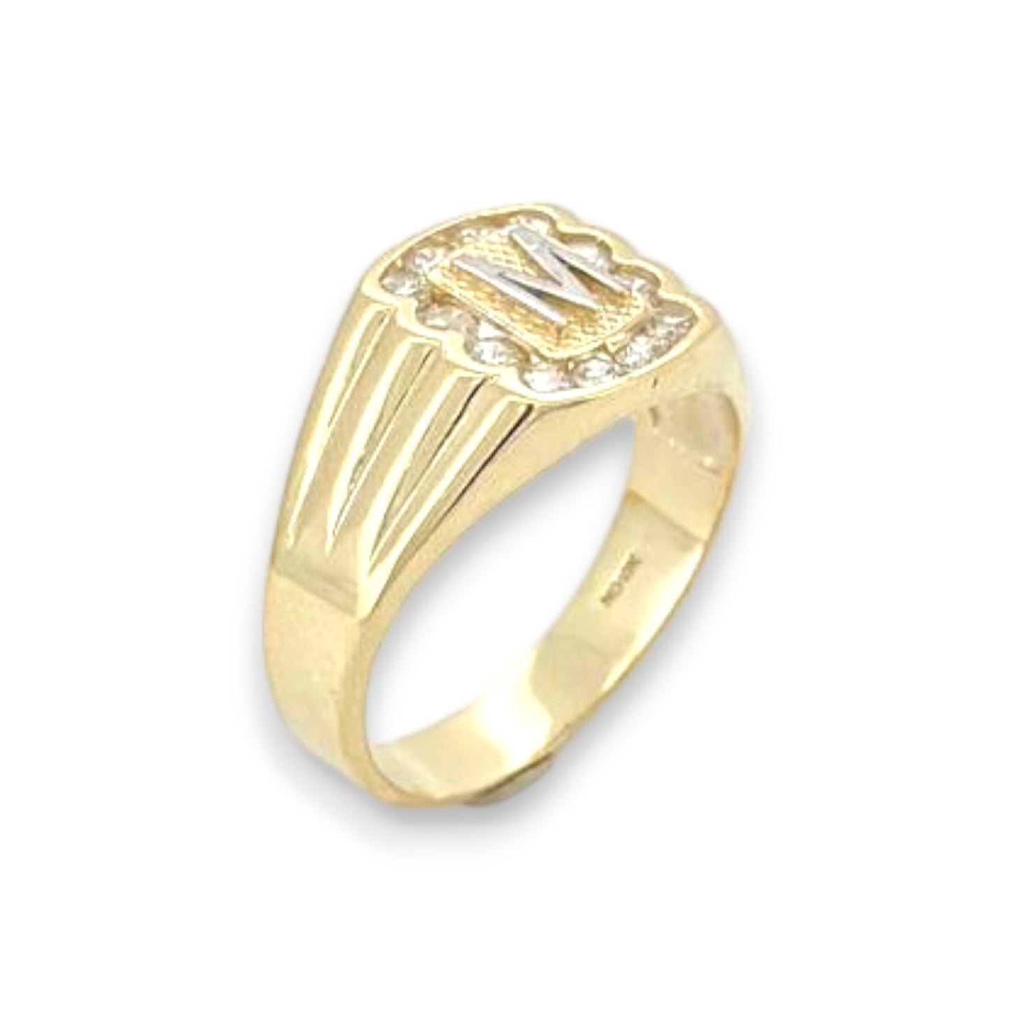 Initials Ring CZ - 10K Yellow Gold