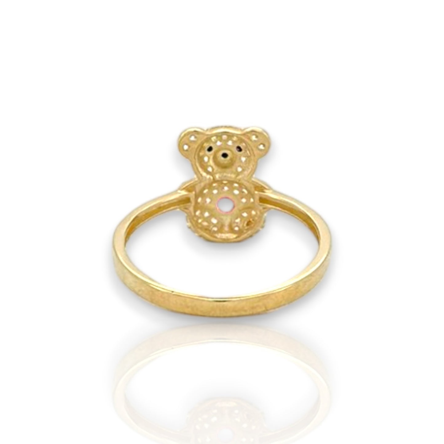 Teddy Bear CZ Ring - 14K Yellow Gold