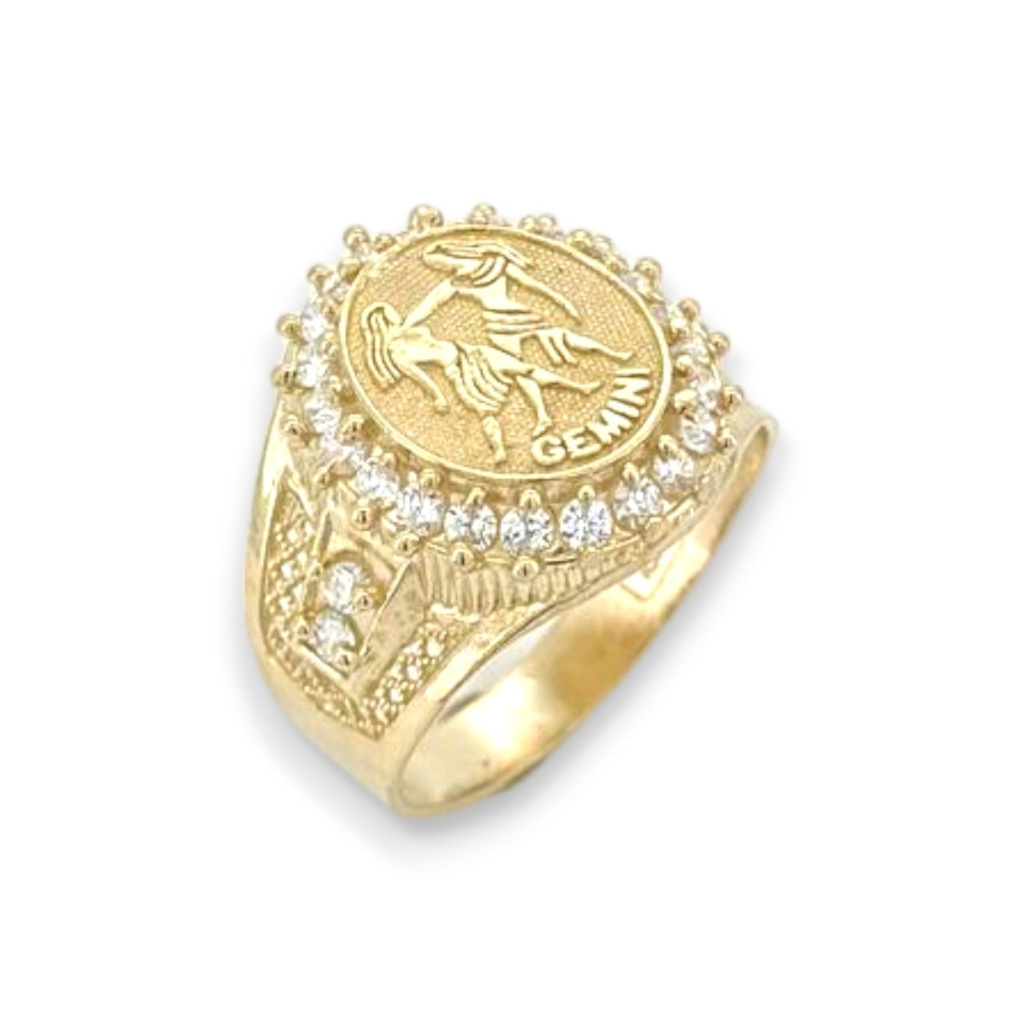 Zodiac Sign CZ Rings - 10K Yellow Gold