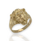 Textured Lion Head Yellow Gold Ring  - 10K Yellow Gold