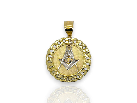 Masonic Symbol "Freemason" Pendant CZ - 10k Yellow Gold