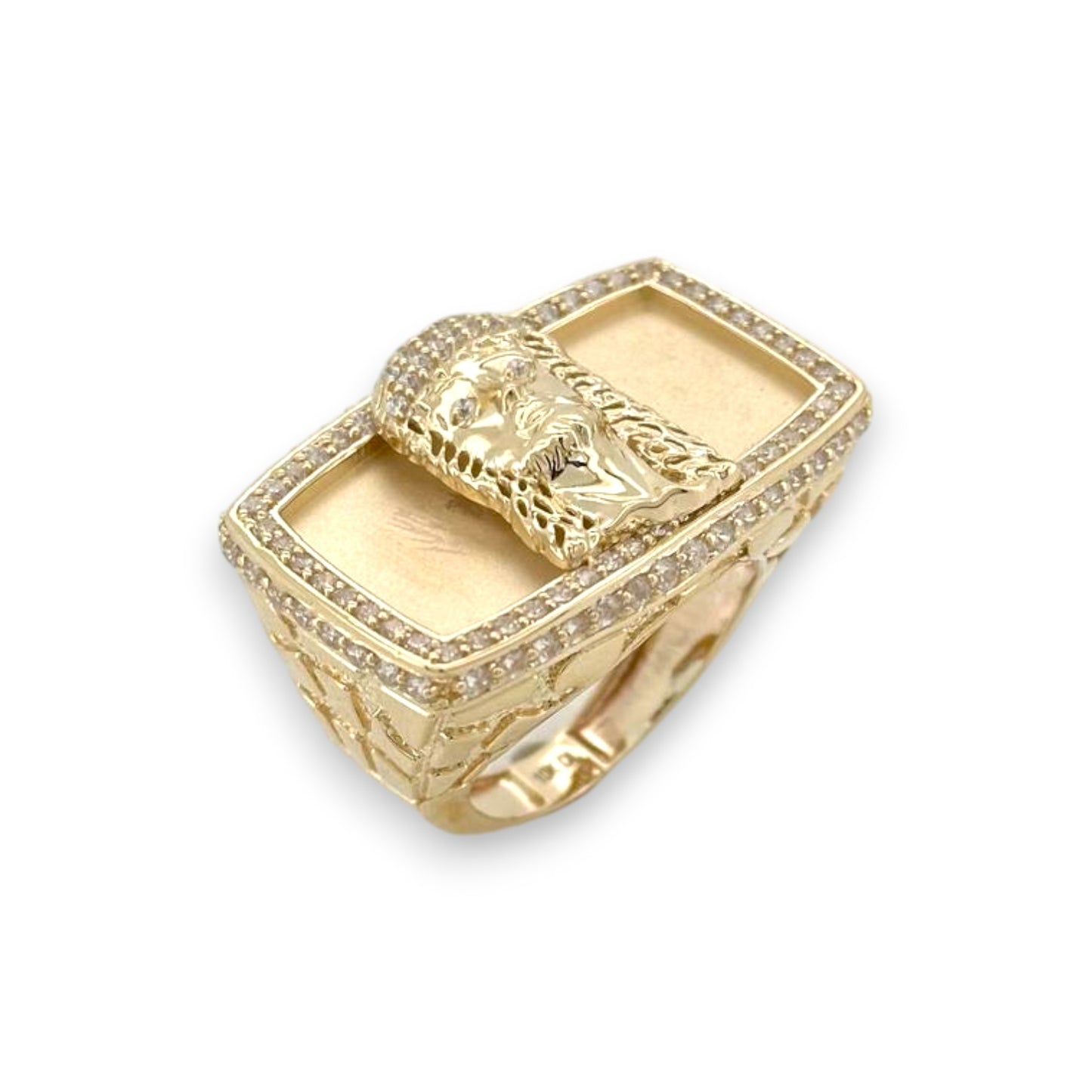 Jesus Rectangle Ring - 10K Yellow Gold