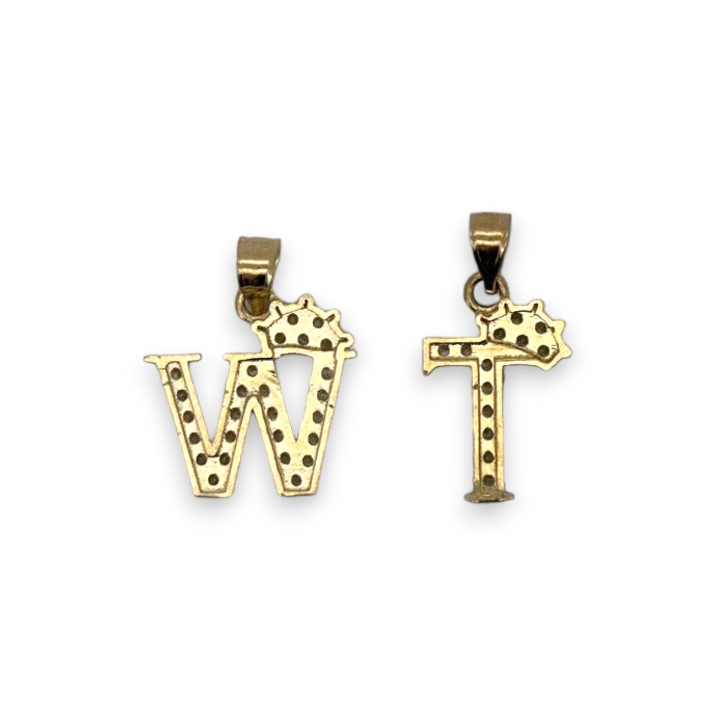 Initials CZ Pendant - 14K Yellow Gold