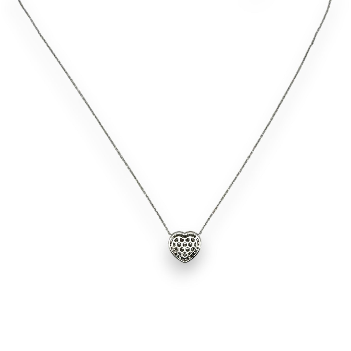 Heart Diamond Pendant With Cable Chain - 14K White Gold