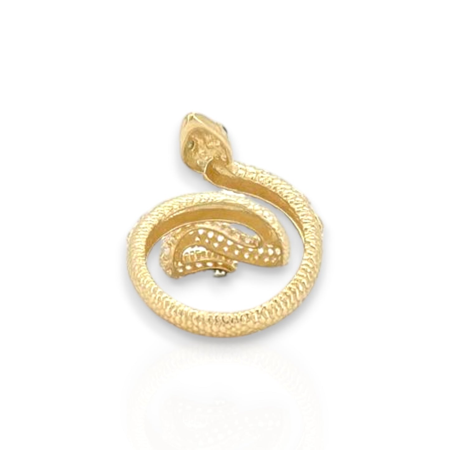 Snake CZ Ring - 10K Yellow Gold