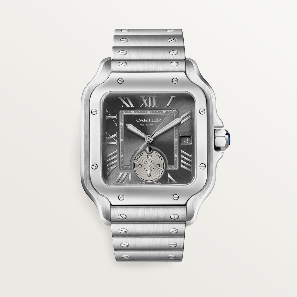 Cartier Santos de Cartier WSSA0076 - Large model Steel, Anthracite gray sunray Dial, Steel bracelet