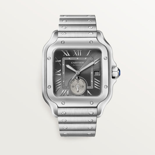 Cartier Santos de Cartier WSSA0076 - Large model Steel, Anthracite gray sunray Dial, Steel bracelet