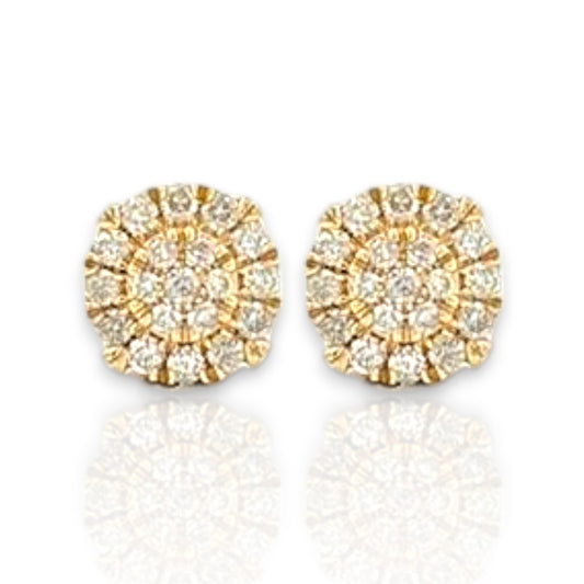 0.77ct Diamond Round Stud Earrings - 14k Yellow Gold
