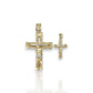 Cross Crucifix Cz Nugget Two Tone Pendant - 10k Yellow Gold