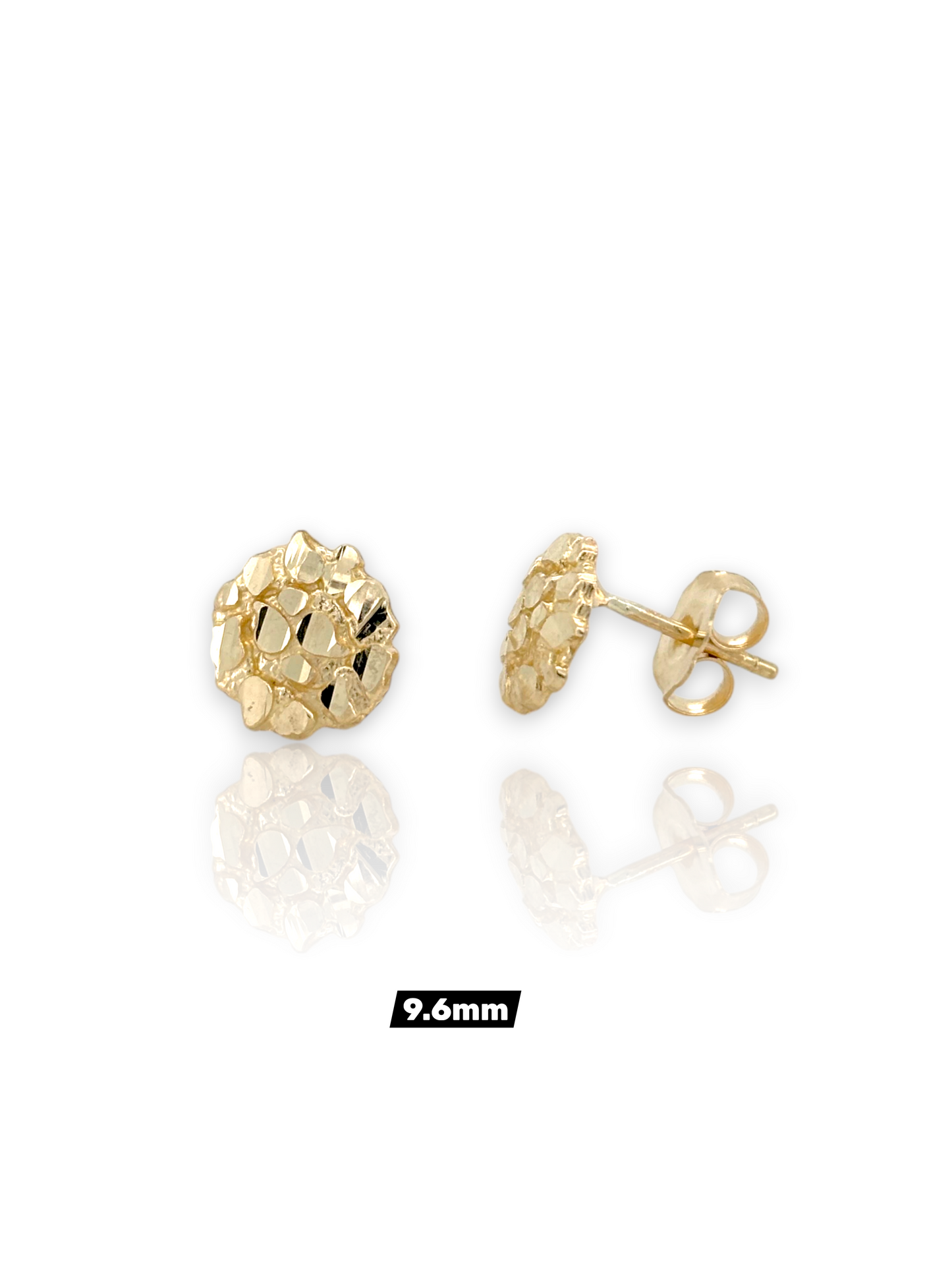 Round Nugget Stud Earrings - 10K Yellow Gold