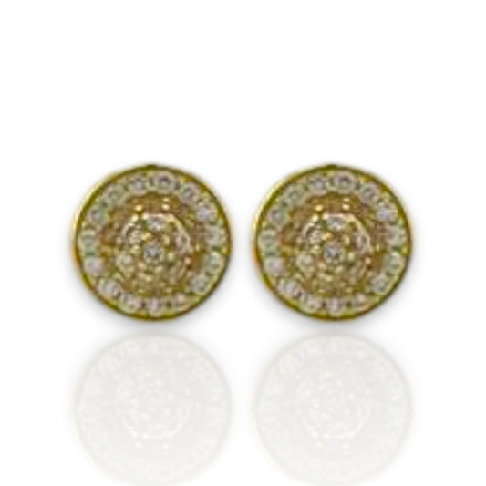 Round Cz Earrings - 10K Yellow Gold