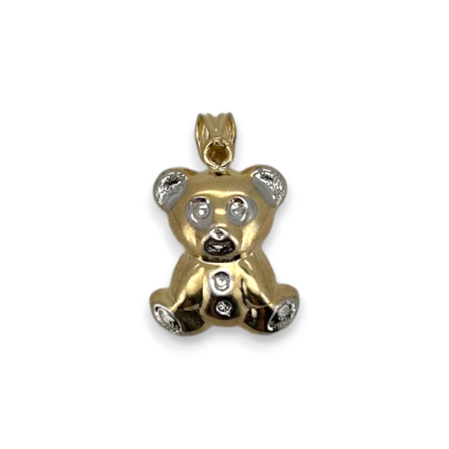 Tiny Teddy Bear Pendant - 14K Two Tone