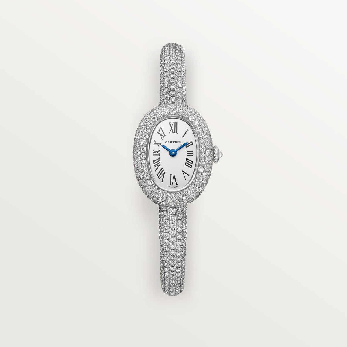 Cartier Baignoire HPI01854 - Mini model Rhodiumized 18K white gold, Silvered Dial, Rhodiumized white gold bangle bracelet set