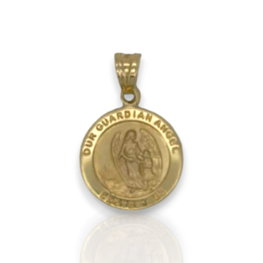 Colgante con medallón del ángel de la guarda - Oro amarillo de 14 k