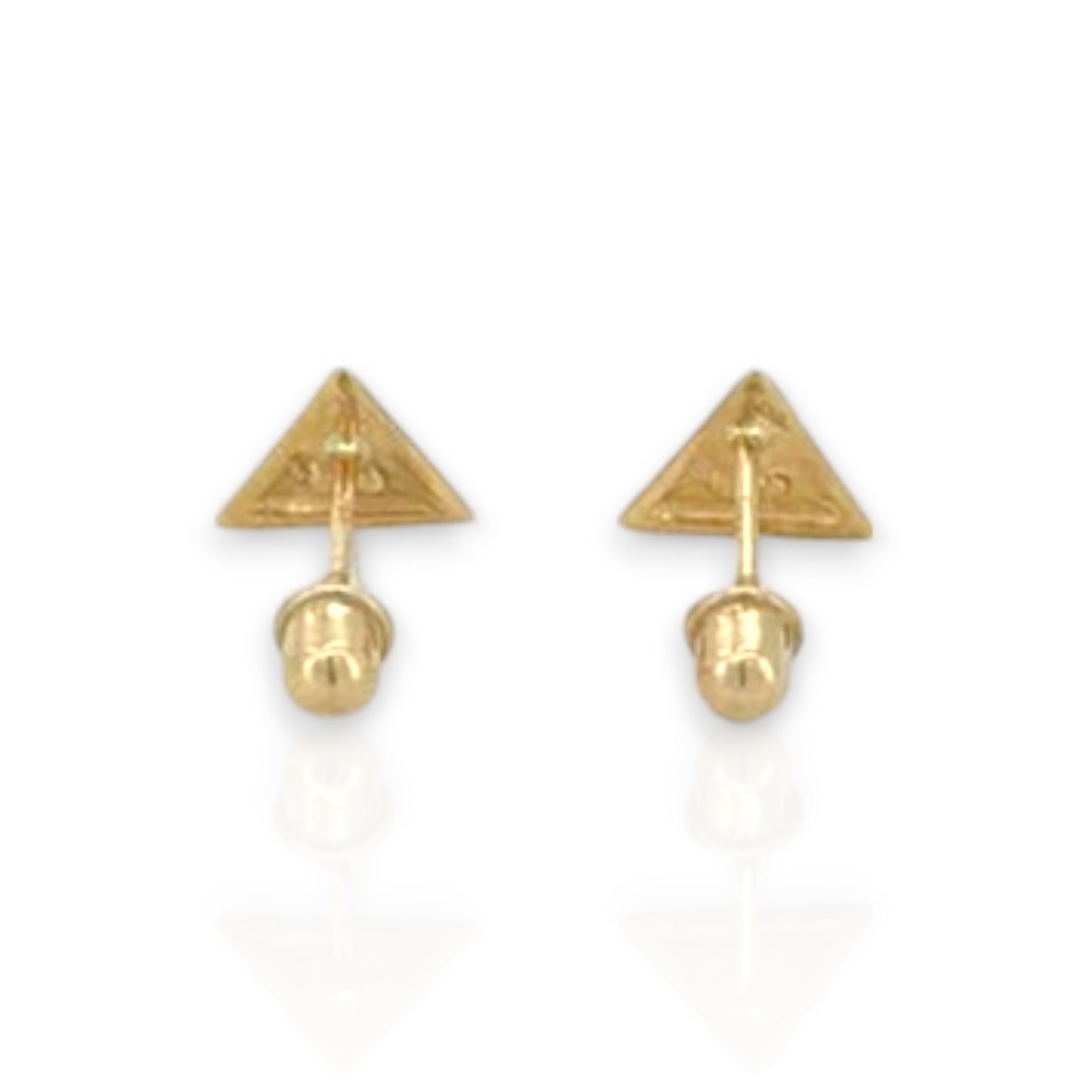 Triangle CZ Stud Earrings - 10K Yellow Gold