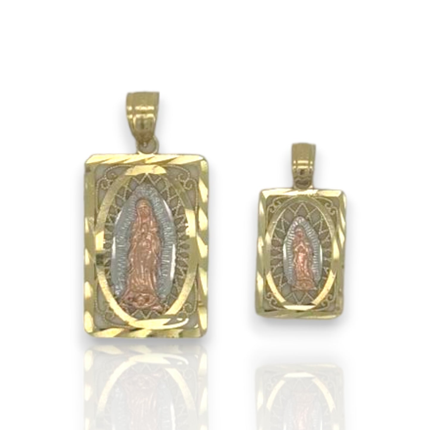 Virgin Mary Two Tone Pendant - 10K Yellow Gold