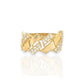 Miami Cuban Link Round and Baguette Cut Cz Ring - 10k Yellow Gold