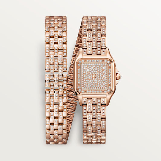 Cartier Panthère de Cartier WJPN0062 - Small model Rose gold, Rose gold set with 172 diamonds (0.47 ct) Dial, Rose gold double-loop bracelet semi-set