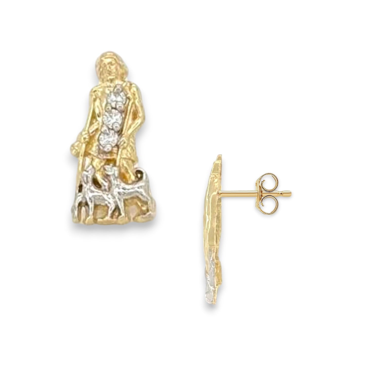 Saint Lazarus Earrings  - 10k Yellow Gold