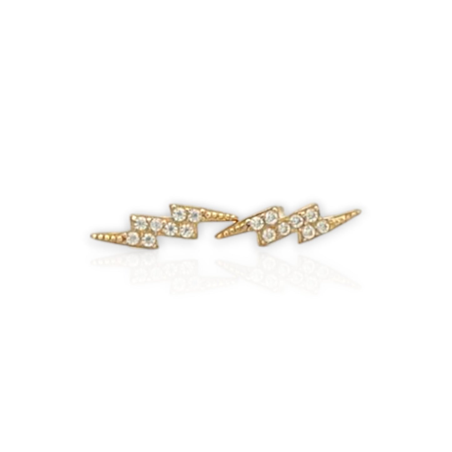 Lightning CZ Stud Earrings - 10K Yellow Gold