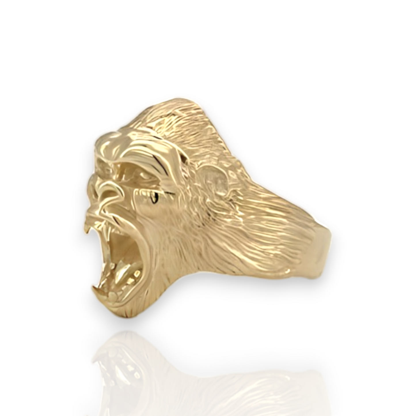 Screaming Gorilla Yellow Gold Ring  - 10K Yellow Gold