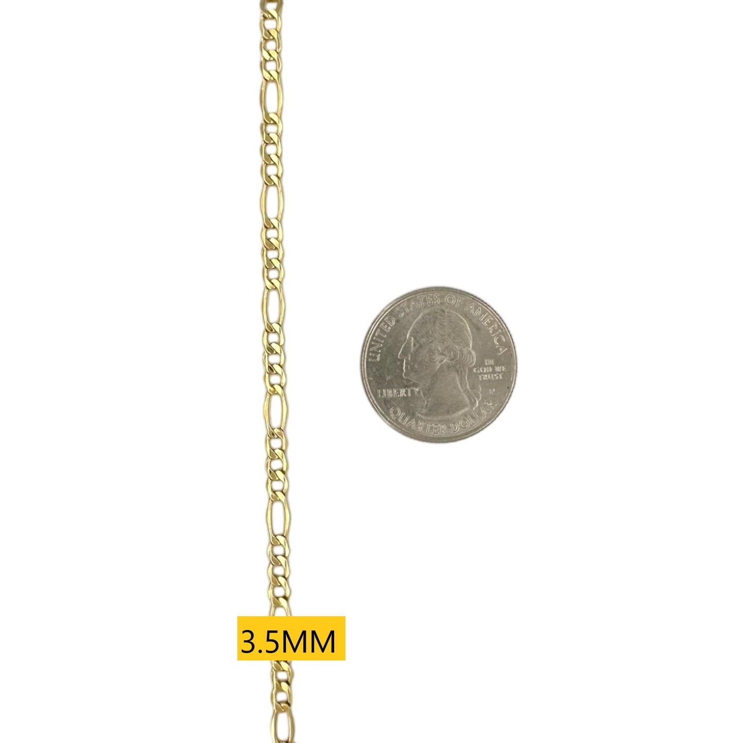 Figaro Link Chain Necklace - 14K Yellow Gold - Hollow