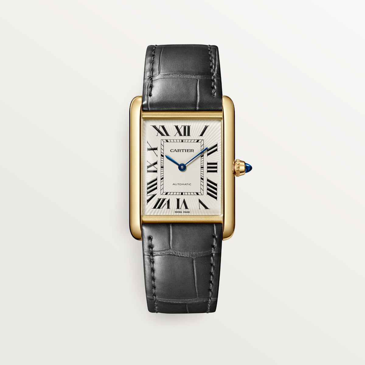Cartier Tank Louis Cartier WGTA0357 - Large model 18K yellow gold, Stamped silvered with yellow varnish Dial, Semi-matte gray alligator leather strap
