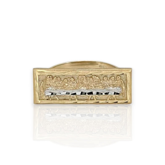 Rectangular Last Supper Diamond Cut Ring - 10K Yellow Gold