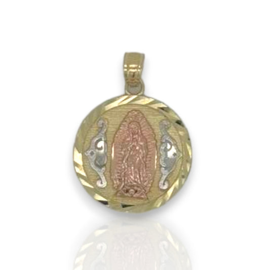 Virgin Guadalupe Two Tone Pendant - 10K Yellow Gold