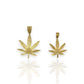 Marijuana "Weed" Two Tone Pendant CZ - 10k Yellow Gold