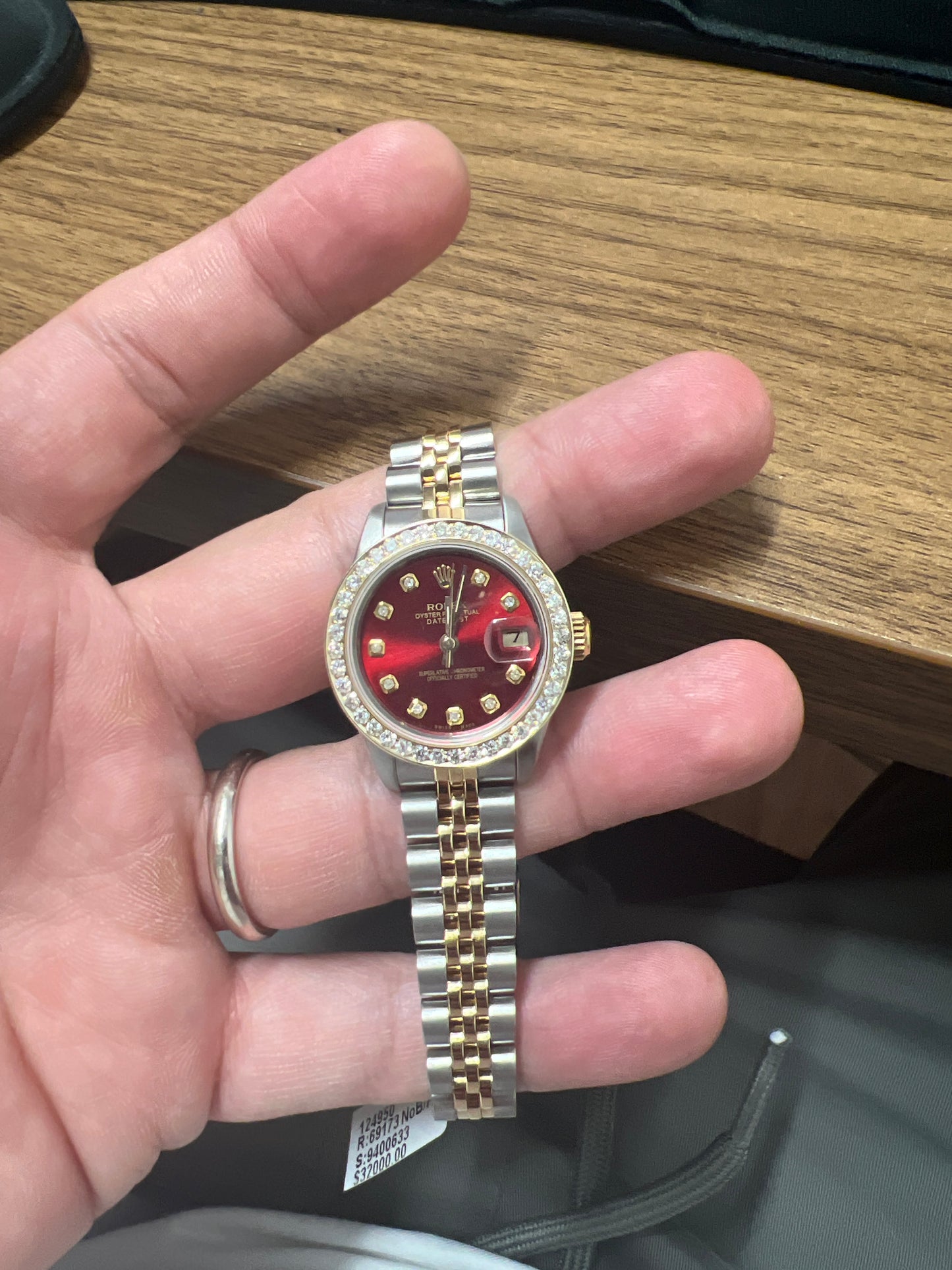 Rolex Datejust Diamond Bezel Watch 26mm Red Diamond Dial | 1.10ct
