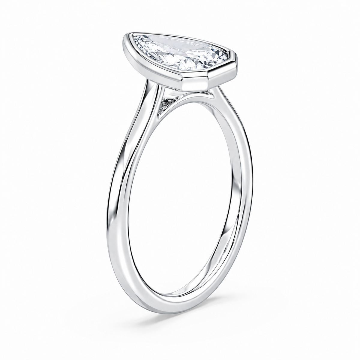14K Pear Solitaire — Bezel Set