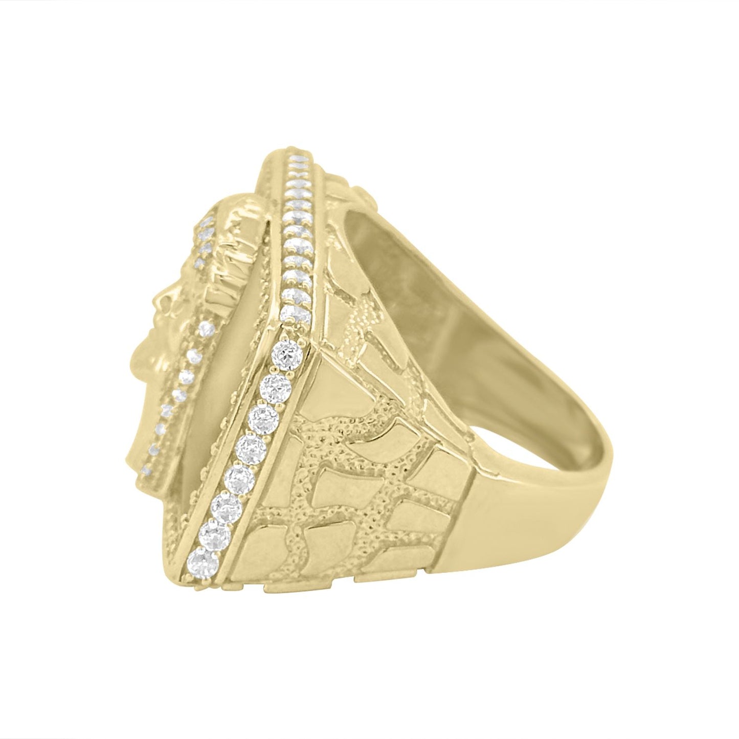 Jesus Rectangle Ring - 10K Yellow Gold
