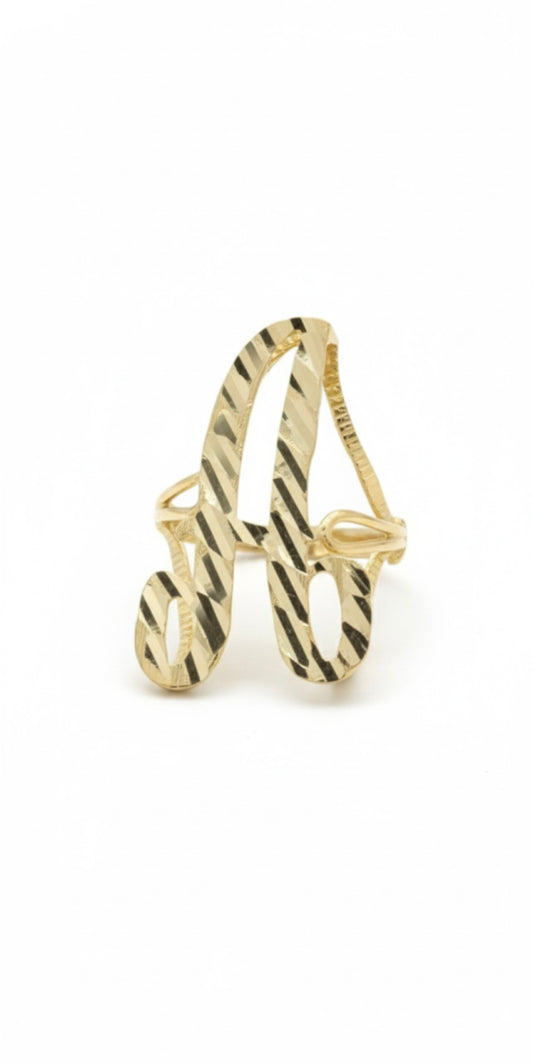 10k initial ring Medium - 22mm Letter E