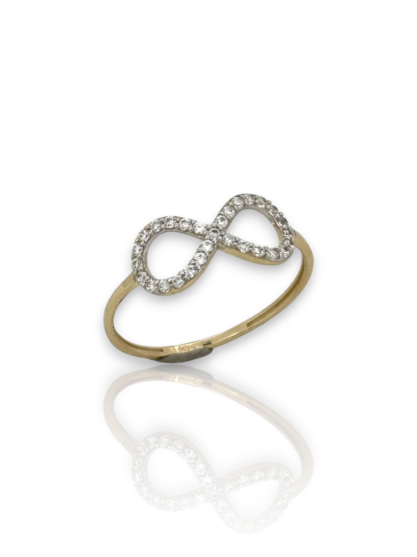 10K Yellow Gold Infinity Ring with CZ Stones – Elegant & Timeless Design