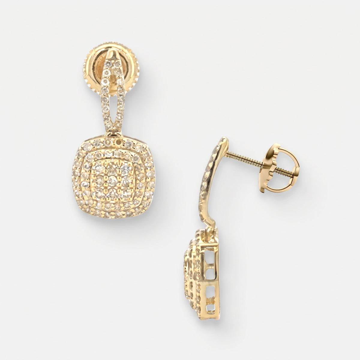 0.59ct Diamond Square Stud Earrings - 14k Yellow Gold