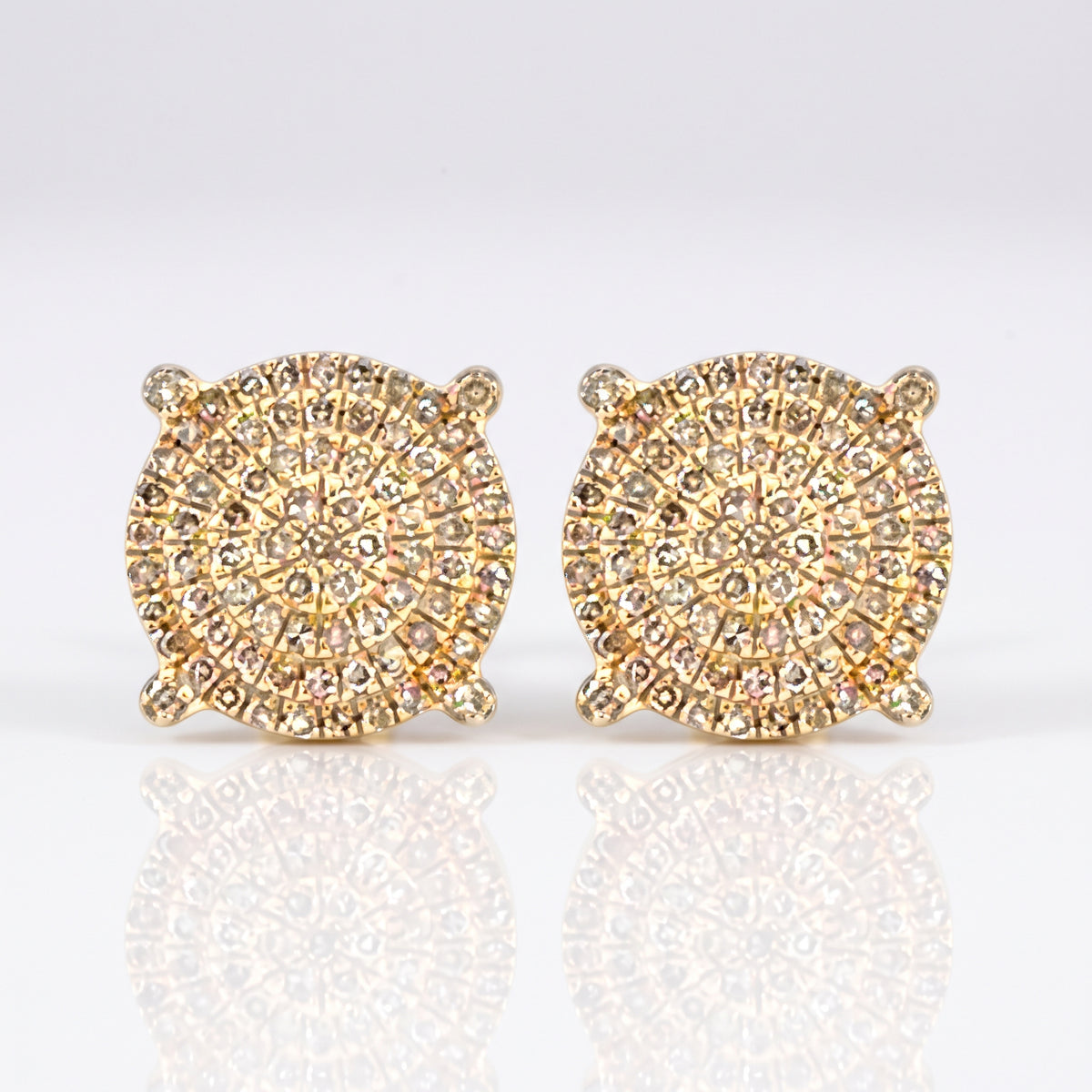 0.52ct Diamond Round Stud Earrings - 14k Yellow Gold