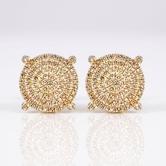 0.52ct Diamond Round Stud Earrings - 14k Yellow Gold