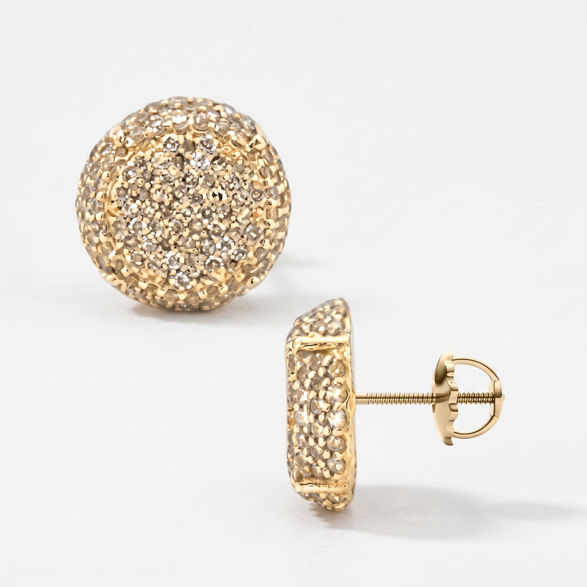 0.95ct Diamond Round Stud Earrings - 14k Yellow Gold