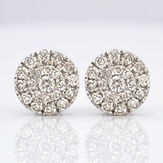 1.17Ct Diamond Round Cluster Earrings 14K White Gold