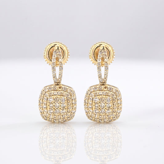 0.59ct Diamond Square Stud Earrings - 14k Yellow Gold