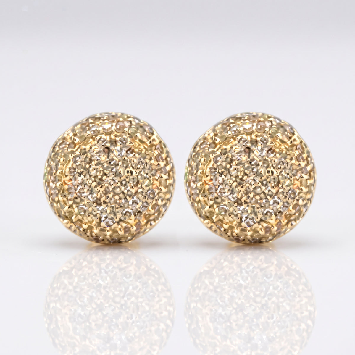 0.95ct Diamond Round Stud Earrings - 14k Yellow Gold