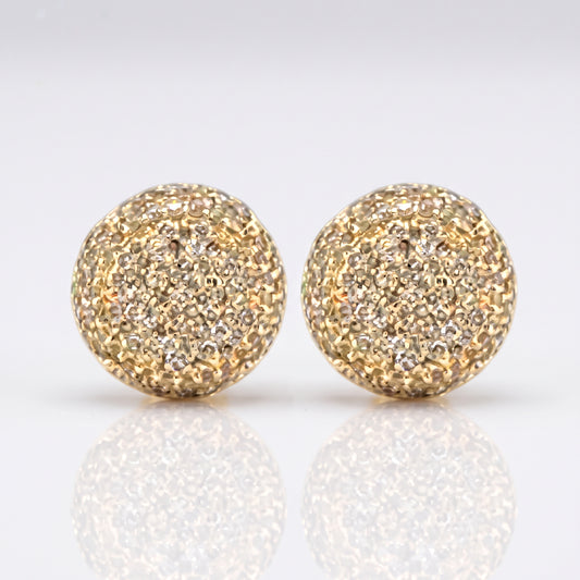 0.95ct Diamond Round Stud Earrings - 14k Yellow Gold
