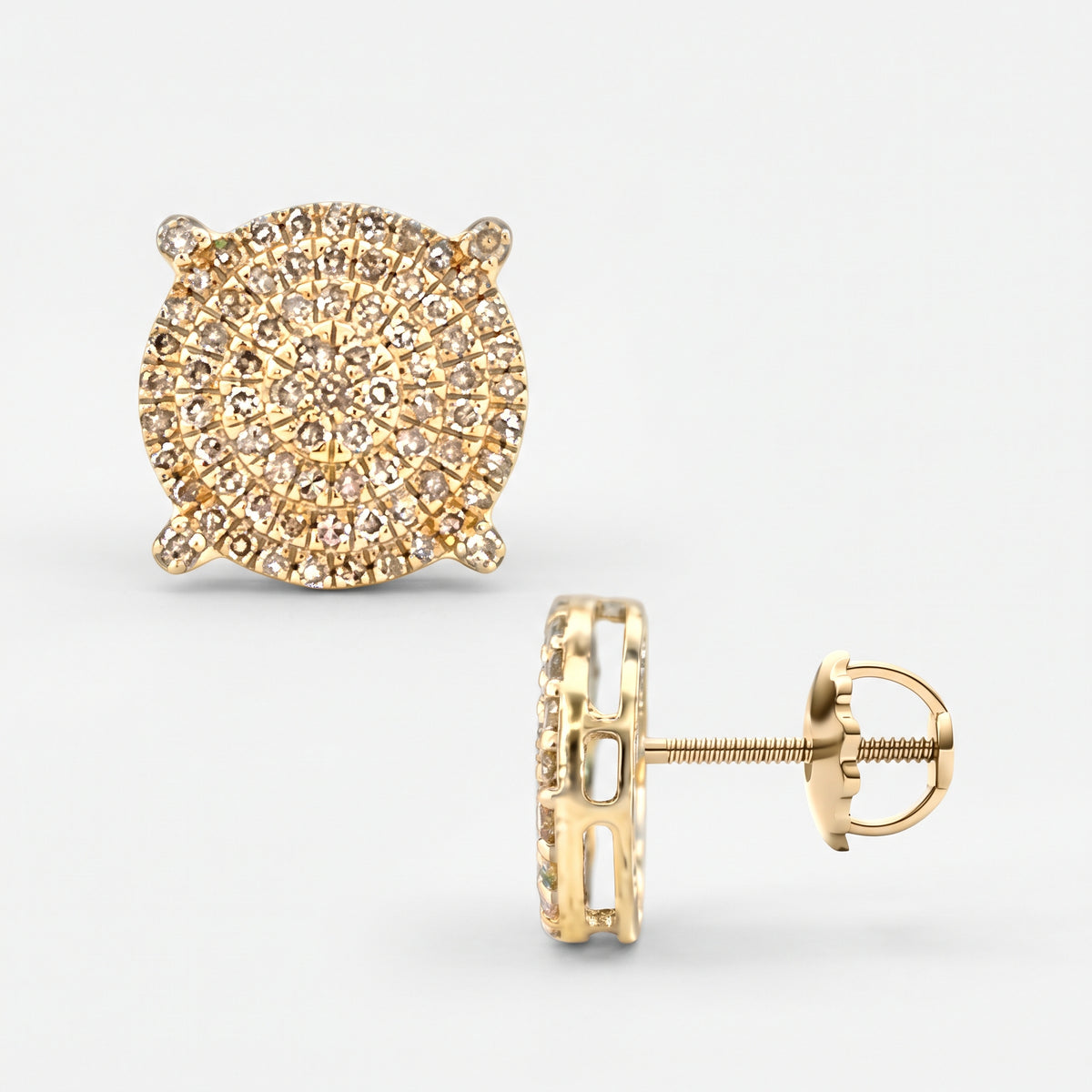 0.52ct Diamond Round Stud Earrings - 14k Yellow Gold