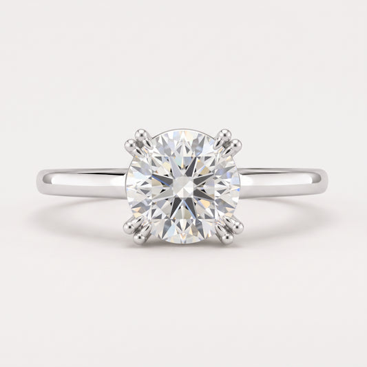 14K Round Solitaire — Double Prong Cathedral